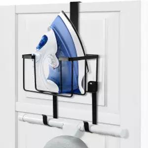 문 너머의 ORLESS /월마운트 다림질 보드 걸이 세탁실 및 캐디 보관 홀더 블랙