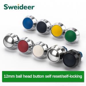12mm 볼형 헤드 금속 푸시 버튼 스위치 방수 리셋 셀프 락킹 나사 용접 피트 3A 자동차 경적 도어벨