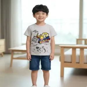 리틀밥독 키즈 여름옷 중장비 티셔츠 남아 아동 유치원 반전스팽글 등원룩 M212MTS07