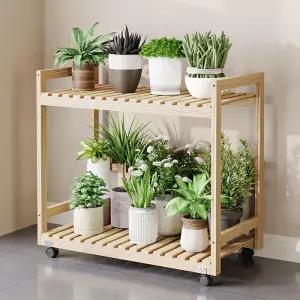 현대적인 나무 계단식 화분대 바퀴 달린 다층 꽃꽂이 선반 발코니 공간 절약형 정원 진열대 정리대