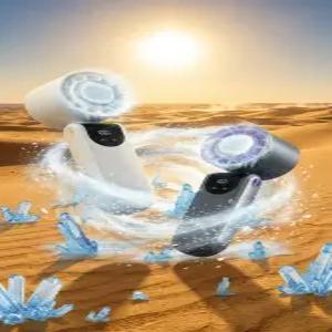 3초 냉각 에어컨 휴대용 손선풍기 미니 무선 탁상용 넥밴드 4000mAh 100단 강풍 아이스 얼음 찜질 캠핑