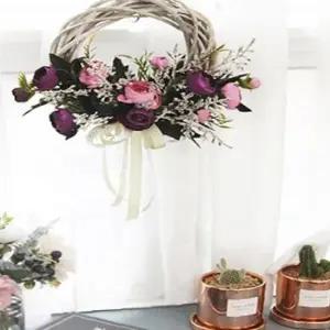 조화 벽장식 쉐비로즈 1P 벽걸이 장식 리스 가랜드