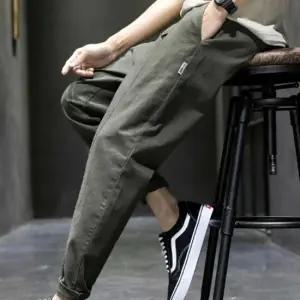 남자 대학생 캠퍼스 룩 밴딩 배기 바지 면 팬츠 코디 남자배기팬츠 남성여름바지배기팬츠