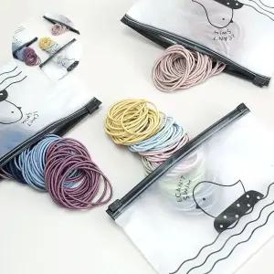 무지 대용량 여성 머리고무줄 컬러 머리끈 100개세트