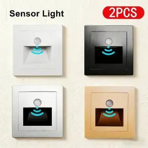계단센서등 2~1개 LED 계단 조명 PIR 모션 센서 220V 적외선 램프 매립형 침실 야간