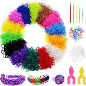 Qtopun 5800 룸 고무 밴드 키트 직조 후크 비즈 클립이 포함된 팔찌 제작 용품 우정 메이커 리필 액세서리