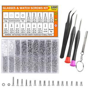 1000PCS 안경 수리 키트 스테인레스 스틸 너트 나사 제품용 세트 안경 시계 전자