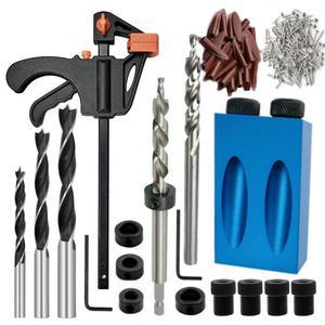 15도 경사홀 위치 지정 드릴 비트 세트 포켓홀 지그 목공 키트 가이드 각도