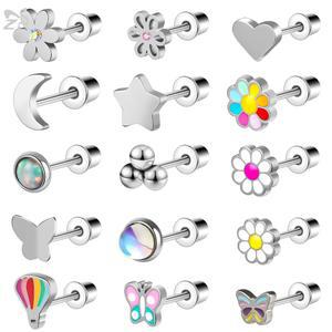 ZS 20G 나비 하트 귀걸이 스틸 모양 스타 스테인레스 연골 위한
