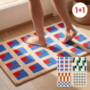 모니즈 [1 + 1] 레트로 극세사 발매트 인테리어 논슬립 사각 매트 (총2P)