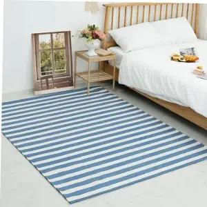 방석 TBZ 시어서커 러그 스트라이프 블루 원형 Sx