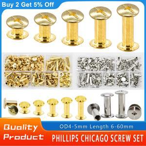 황동 탄소 스테인리스 스틸 제본 나사 DIY 작업 키트 벨트 가죽 지갑 사진 시카고