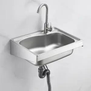 야외 미니싱크대 벽부착형 간이 개수대 스테인리스 세면대 카페 화장실 욕실 코너형 캠핑