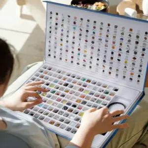 크리스탈 광석 표본 상자 지질 암석 수정 광물 세트 화석 장식품 선물 미네랄 교구 보석