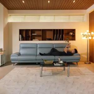 [다우닝] 클로 4인 전체 천연가죽 소파