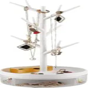 회전 가능한 베이스와 보관함이 있는 하프 룸 브랜치 주얼리 랙 링 귀걸이 목걸이 팔찌용 트리 타워 걸이