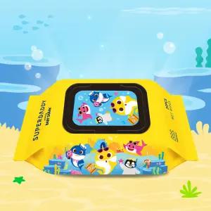 NEW 슈퍼대디 핑크퐁x아기상어 옐로우 휴대용 70g 아기 물티슈 20매 12팩 캡형