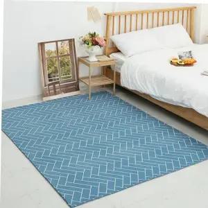 카페트 TBZ 시어서커 러그 헤링본 블루 원형 Sx