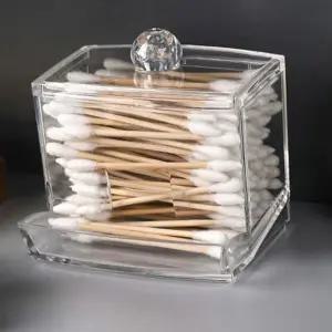 [골드스마일]뚜껑 면봉 케이스 디스펜서 투명 면봉 케이스 아크릴 보관함 욕실
