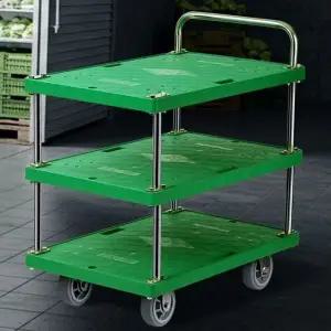 [골드스마일]스테인레스 3단 서빙 카트 플라스틱 주방 서빙 카트 업소용 다용도