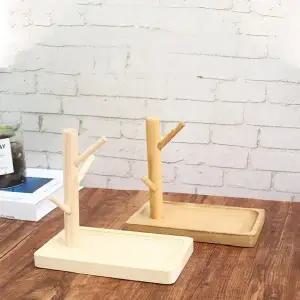 호환  단단한 나무 소나무 랙 데스크탑 보관 장식 로비 키 랙 창의적인 나뭇 가지 보관 트레이 보석 디스플