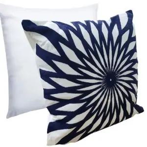 캔디베게 네이비 썬 단면 자수 등받이 쿠션 의자 베개