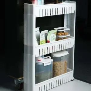 다용도수납장 주방 욕실 이동식 틈새수납장 조립형 세제보관함 이동식정리대 3단정리대