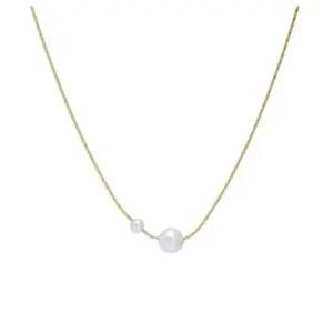 [하프클럽/]여성 일상 미니멀 진주 장식 금속 체인 목걸이