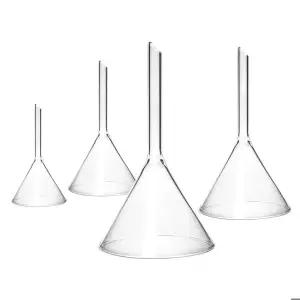 4개의 짧은 줄기형 투명 유리 깔때기 병 채우기용 실험실 유리기구 빠른 액체 흐름 높은 투명도 재사용 가