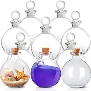 호환  유리 포션 병 코르크 마개가 있는 투명한 둥근 모래 예술 병 마녀 포션 유리 구형 가정용 건조 식품