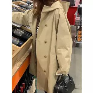 여성 루즈핏 캐주얼 후드 트렌치코트 봄가을 데일리 자켓