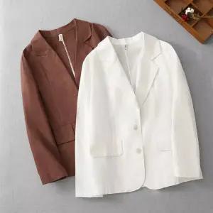 여사친 캐주얼 코트 솔리드 봄옷 정장 중기장 빅사이즈 자켓 린넨 원픽1