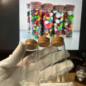 호환  101556개 40ml 크리스마스 캔디 유리병 코르크 마개 25x30x80mm 유리병 시험관 드라제 용기 장식 소