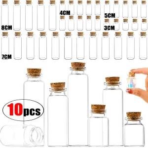 호환  코르크 스토퍼 포함 투명 유리병 웨딩 파티 장식 유리 향신료 캡슐 병 충전 바이알 10 개