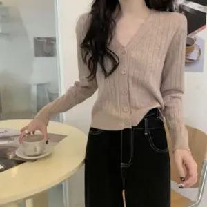 모던 골지 브이넥 니트 가디건 11 color 여성 얇은 루즈핏 사무실 가을