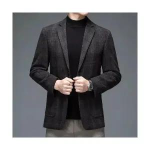 코아픽샵 남자 키작남 정장 자켓 캐주얼 주력 봄가을 스판 무스탕 체크 울 싱글 코트 꾹3