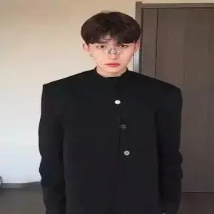 코아픽샵 블랙 남성 봄 재킷 쇼트 노카라 정장 패드 자켓 키작남 코트 꾹1