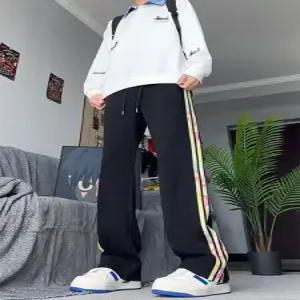 스파이더맨 바지 남친 가을 캐주얼 커브 스트라이프 스트레이트 트레이닝 맨투맨 OPH3