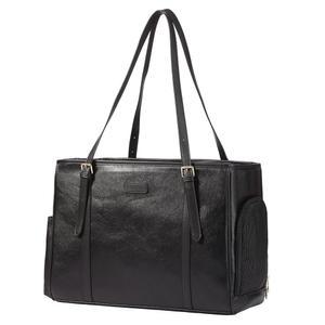 작은 강아지 고양이 강아지를 위한 라사빈 패션 반려견 지갑 반려동물 캐리어 가죽 가방, 휴대용 토트백 항공사 승인 소프트 사이드 캐리어(블랙)