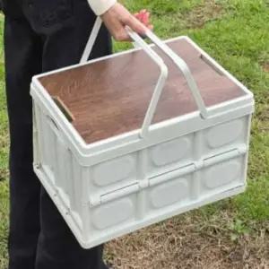 [생활] 폴딩박스 손잡이 테이블형 밀크 30L 캠핑폴딩박스 캠핑박스 트렁크정리함 트렁크보관함