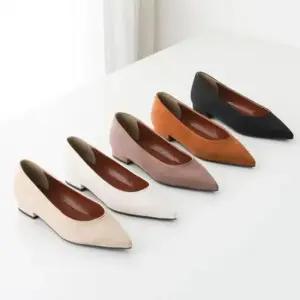 국내제작플랫 국내제작 뾰족코 스웨이드 낮은굽 단화 플랫Y