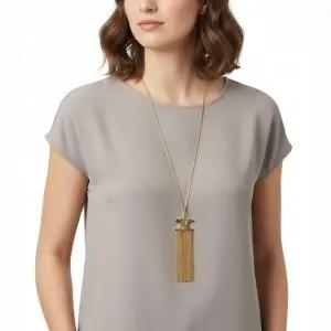 TRIOMPHE FOLK FRINGE LONG NECKLACE IN BRASS WITH GOLD FINISH (460OM6BRA 35OR) (트리옹프 포크