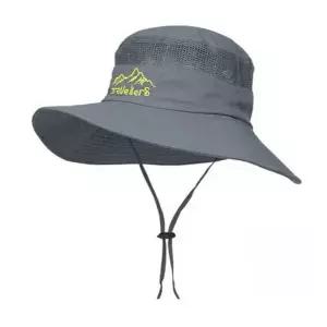 남성 벙거지 모자 가벼운 메쉬 통풍 턱 끈 벙거지 모자 야외 아웃도어 남녀공용 트레킹 하이킹 자외선