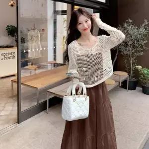 여사친 원피스 베이지 가을 투피스 니트블라우스 정장세트 세트 나시 DUCHI3