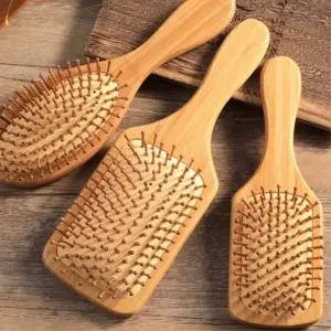 (종류 중형(사각))잔솔 나무빗 헤어브러쉬 두피마사지 머리빗 드라이