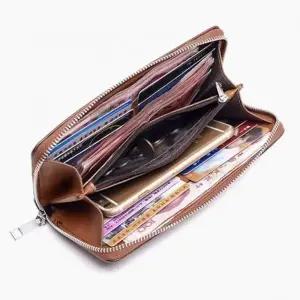 (색상 브라윤)WL 대용량 손지갑 지퍼 동전지갑 지폐 남성지퍼장지갑