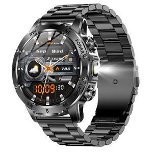 AK92 스마트 시계 LED 라이트 손전등 나침반 멀티 스포츠 피트니스 트래커 남자  Smartwatch BT 무선 통화