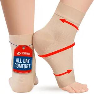 KEMFORD 발목 압박 슬리브 - 1쌍 교정기 부종 신경병증 아치 지지대를 위한 개방형 발가락 양말