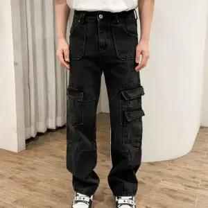 [옷자락]남자 건빵 신입생 진 블랙진 주머니 세미와이드 청바지