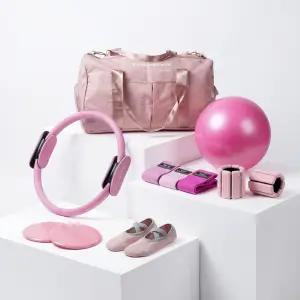 프로스퍼베어 업그레이드 필라테스 키트 - 발목 웨이트 저항 밴드 슬라이더 양말 및 가방이 포함된 링 볼